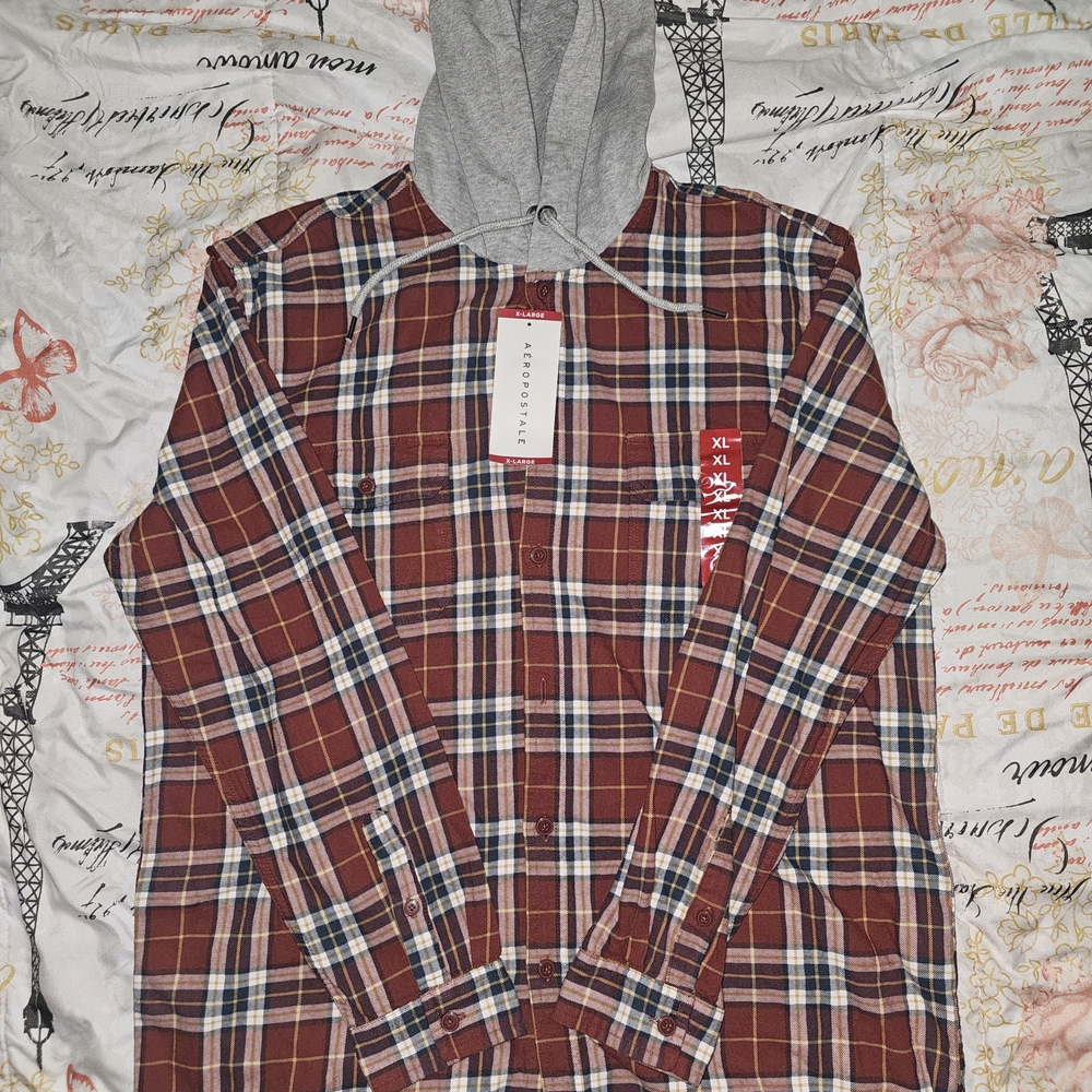 Mens Aeropostale Flannel Hoodie